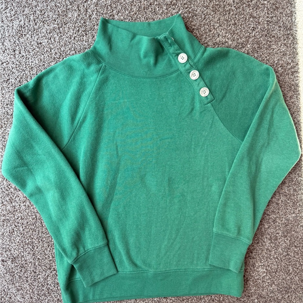 J. Crew Green Cowl Neck Sweater with Button Accents